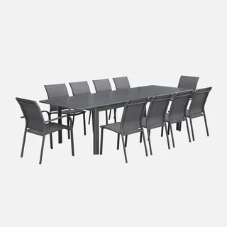 Table de jardin extensible aluminium 10 personnes Seattle anthracite rallonge