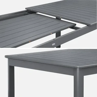 Table de jardin extensible aluminium 10 personnes Seattle anthracite rallonge