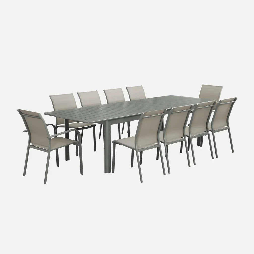Table de jardin extensible aluminium 10 personnes Seattle gris anthracite