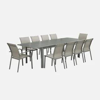 Table de jardin extensible aluminium 10 personnes Seattle gris anthracite