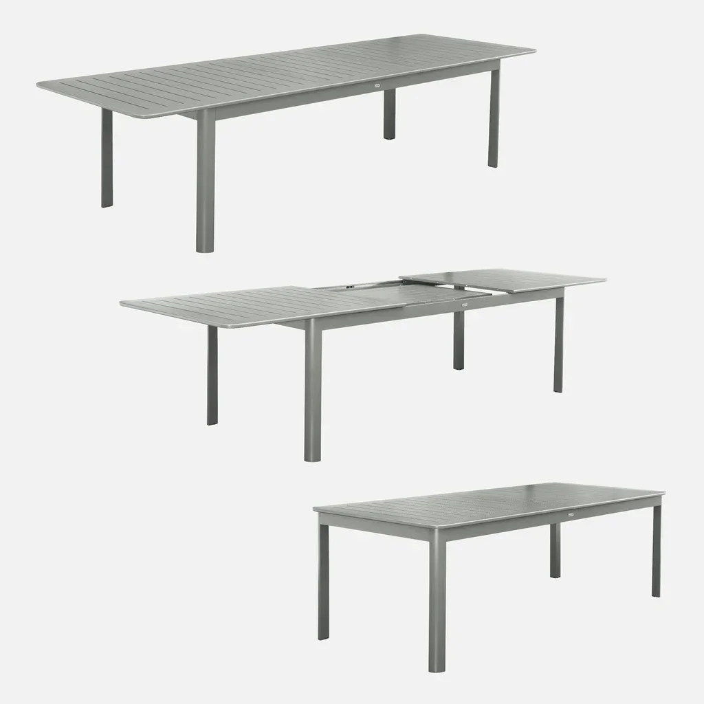 Table de jardin extensible aluminium 10 personnes Seattle gris anthracite