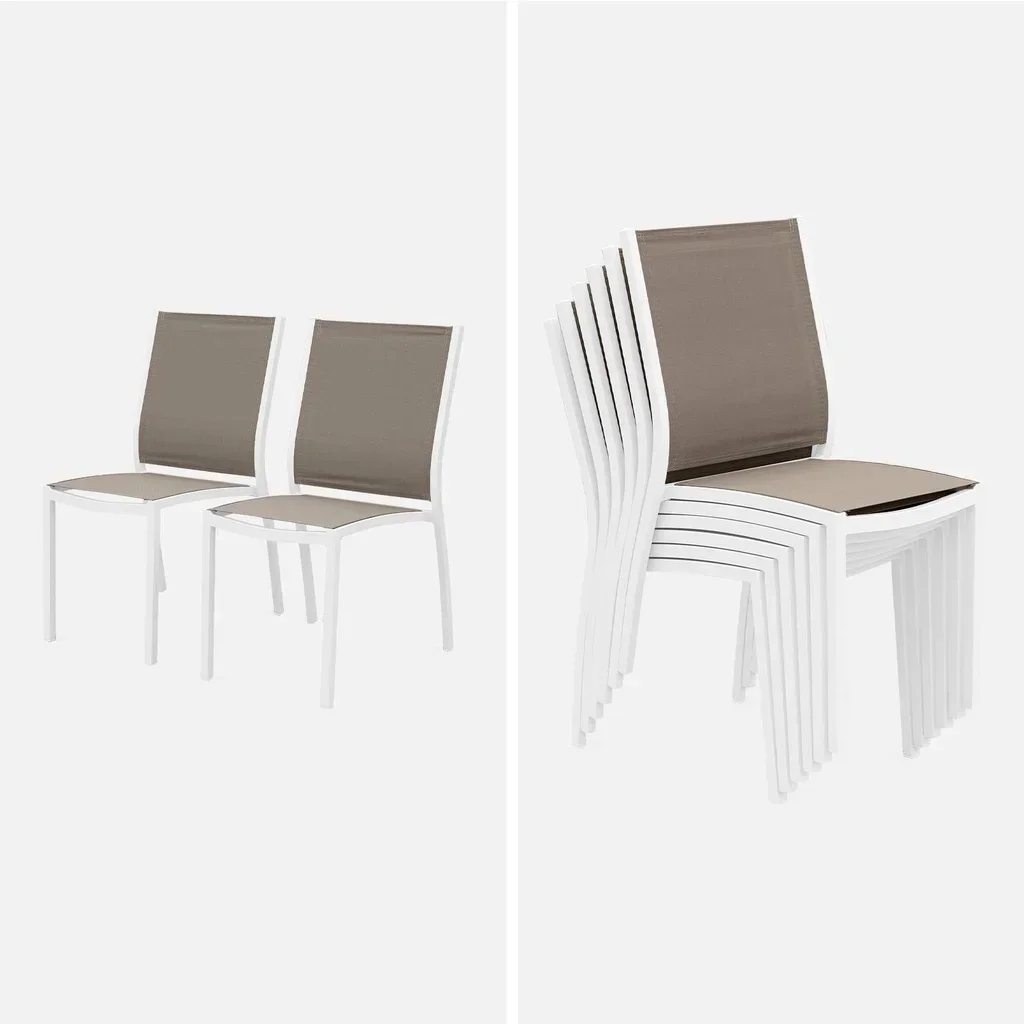 Table de jardin extensible aluminium Orlando 6 places blanc taupe