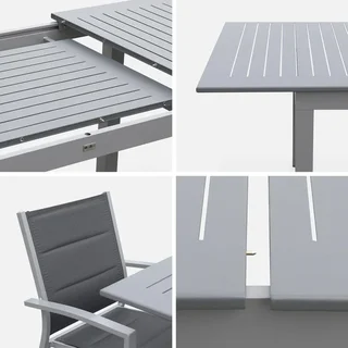 Table de jardin extensible aluminium 6 places Chicago