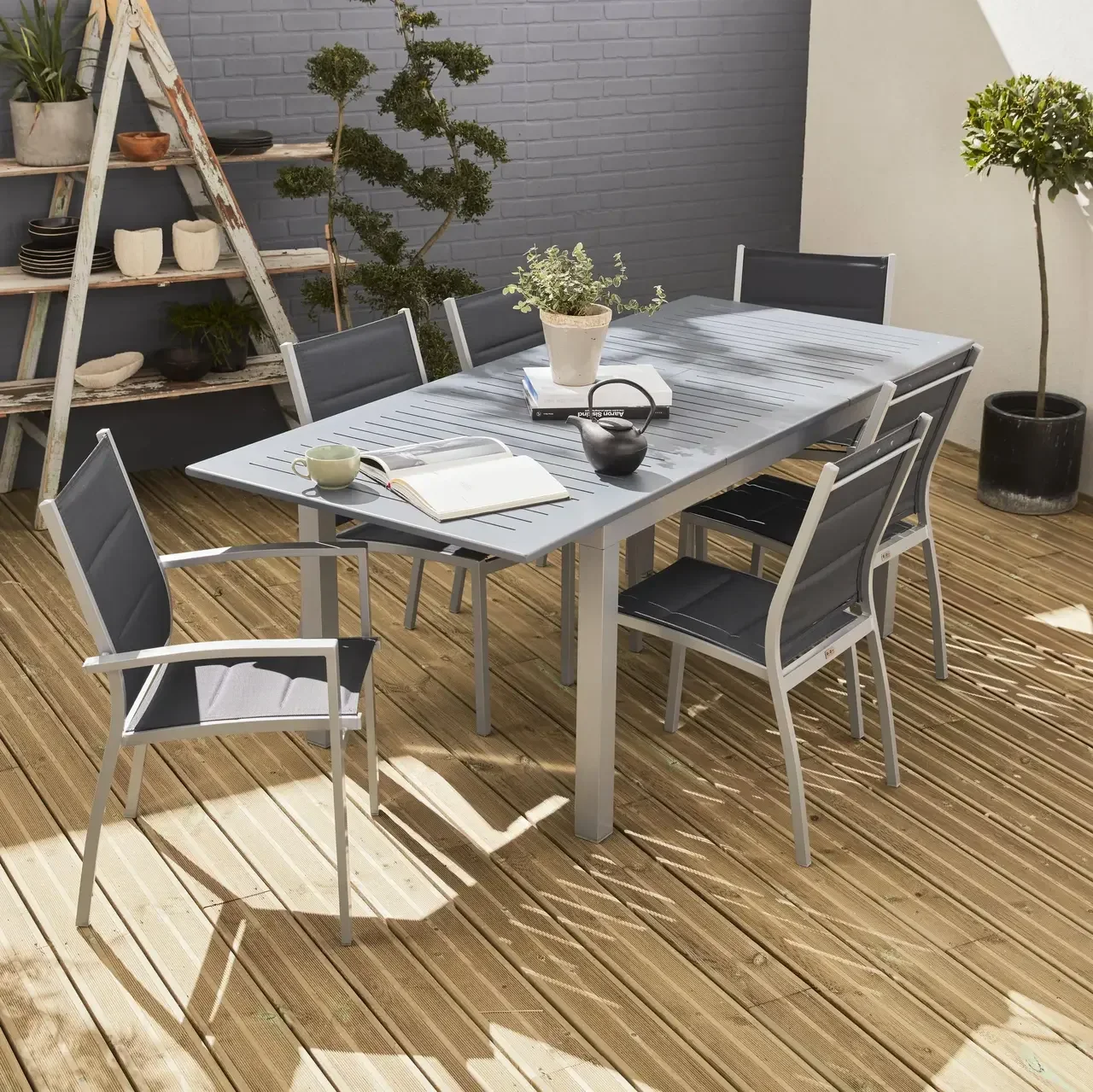 Table de jardin extensible aluminium 6 places Chicago