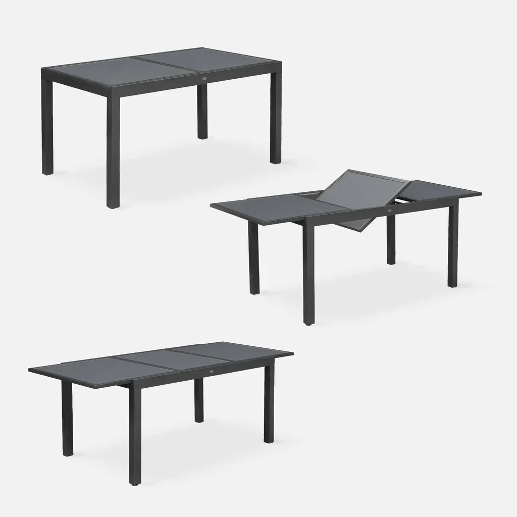 Table de jardin extensible Orlando 6 places aluminium blanc taupe