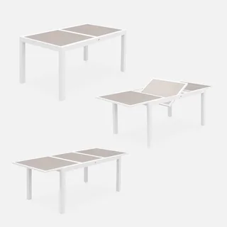 Table de jardin extensible aluminium Orlando 6 places blanc taupe