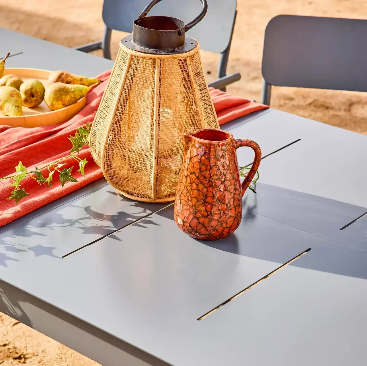 Table de jardin extensible aluminium 8 places Charleston avec rallonge