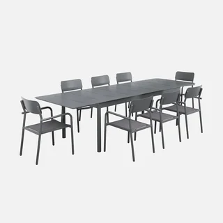 Table de jardin extensible aluminium 8 places Charleston avec rallonge