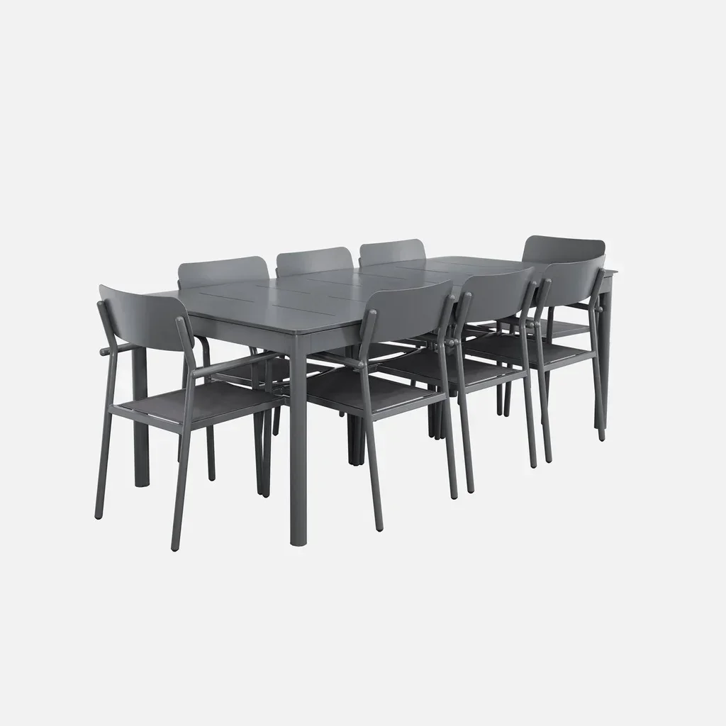 Table de jardin extensible aluminium 8 places Charleston avec rallonge