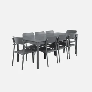 Table de jardin extensible aluminium 8 places Charleston avec rallonge