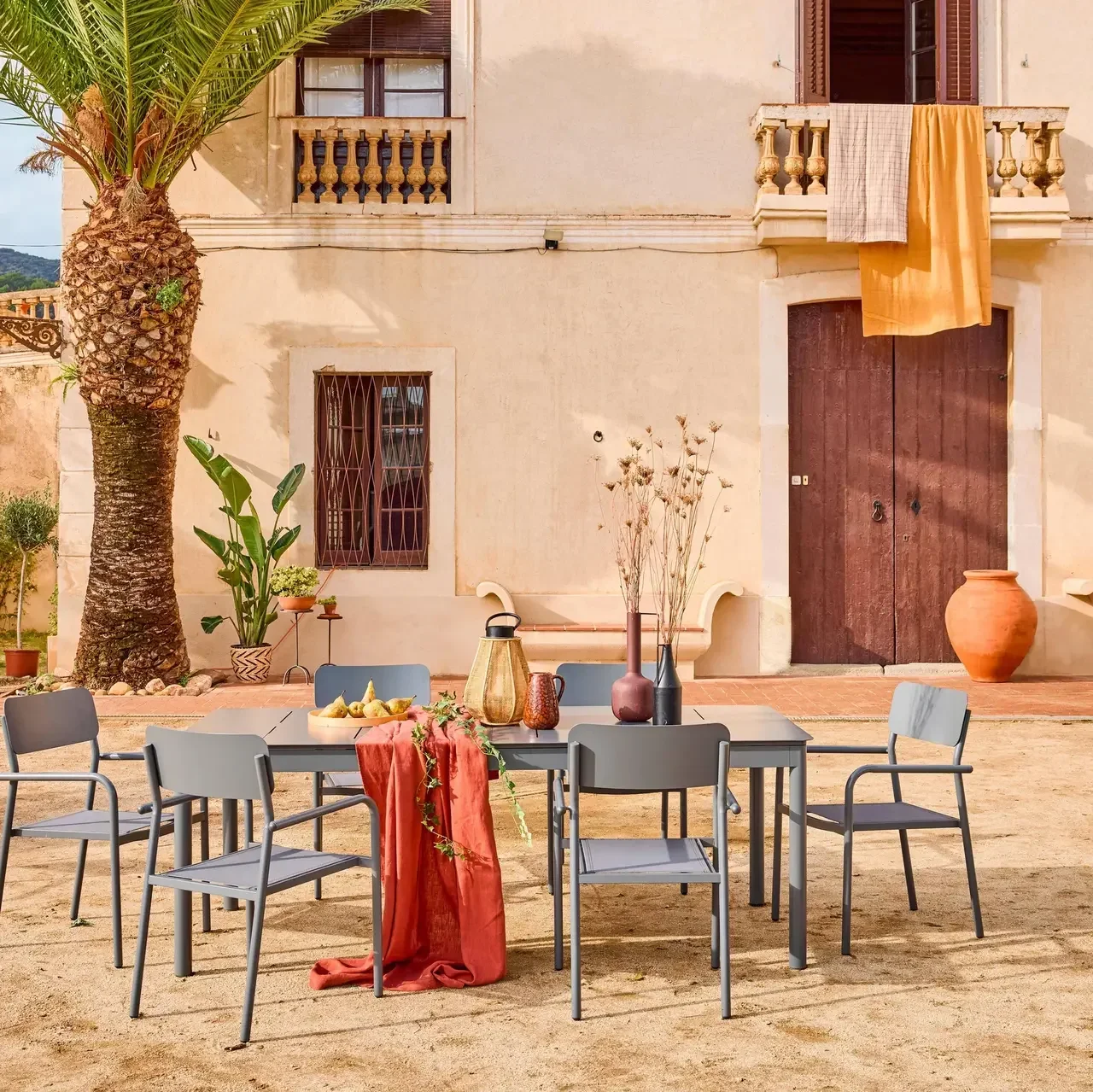 Table de jardin extensible aluminium 8 places Charleston avec rallonge