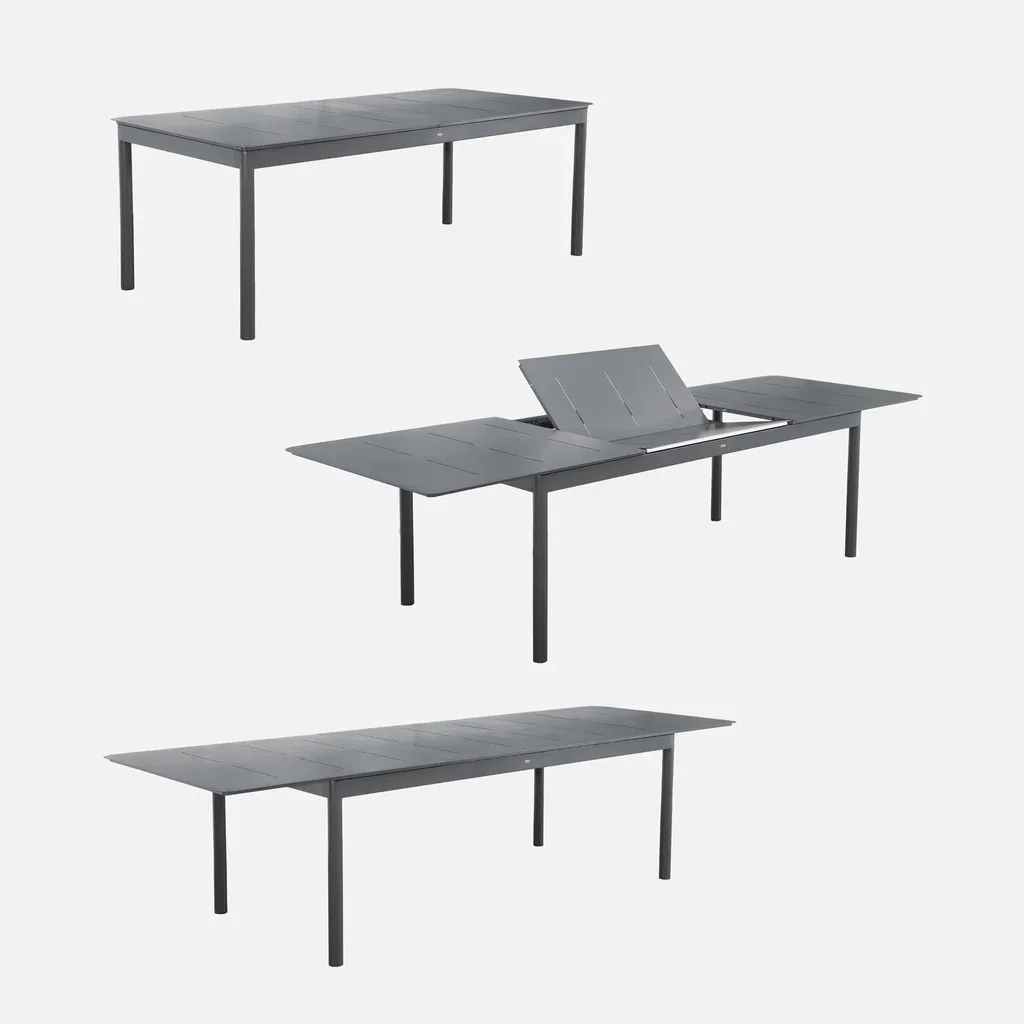 Table de jardin extensible aluminium 8 places Charleston avec rallonge