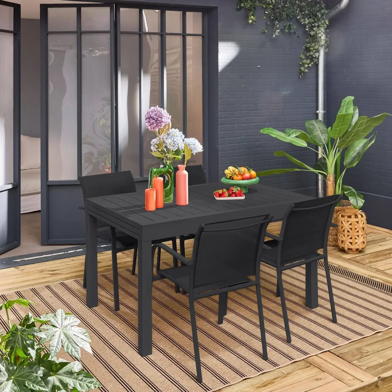 Table de jardin extensible aluminium 8 places Elora anthracite