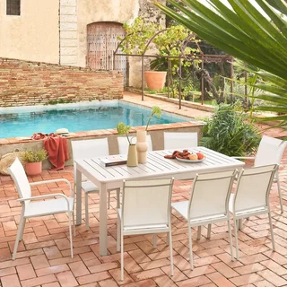 Ausziehbarer Aluminium Gartentisch 8 Personen Seattle anthrazit