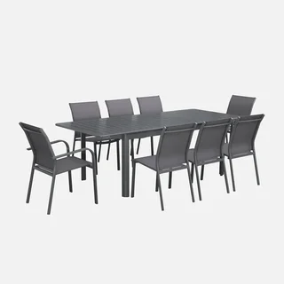 Ausziehbares Seattle Gartenmöbel Set 8 Personen Aluminium Anthrazit