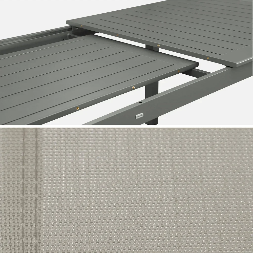 Ausziehbarer Gartentisch Aluminium 8 Plätze Seattle anthrazit
