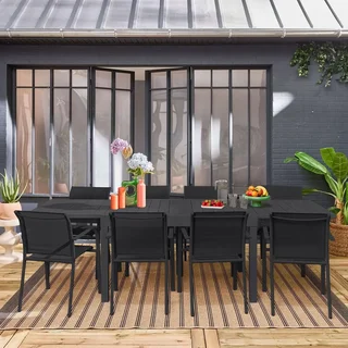Table de jardin extensible aluminium 8 places Elora anthracite