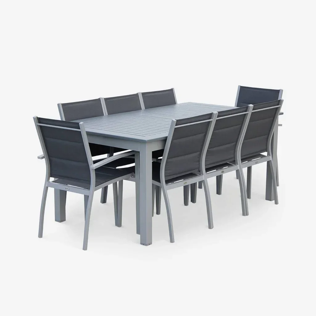 Table de jardin extensible aluminium 8 places Chicago 1,75m à 2,45m