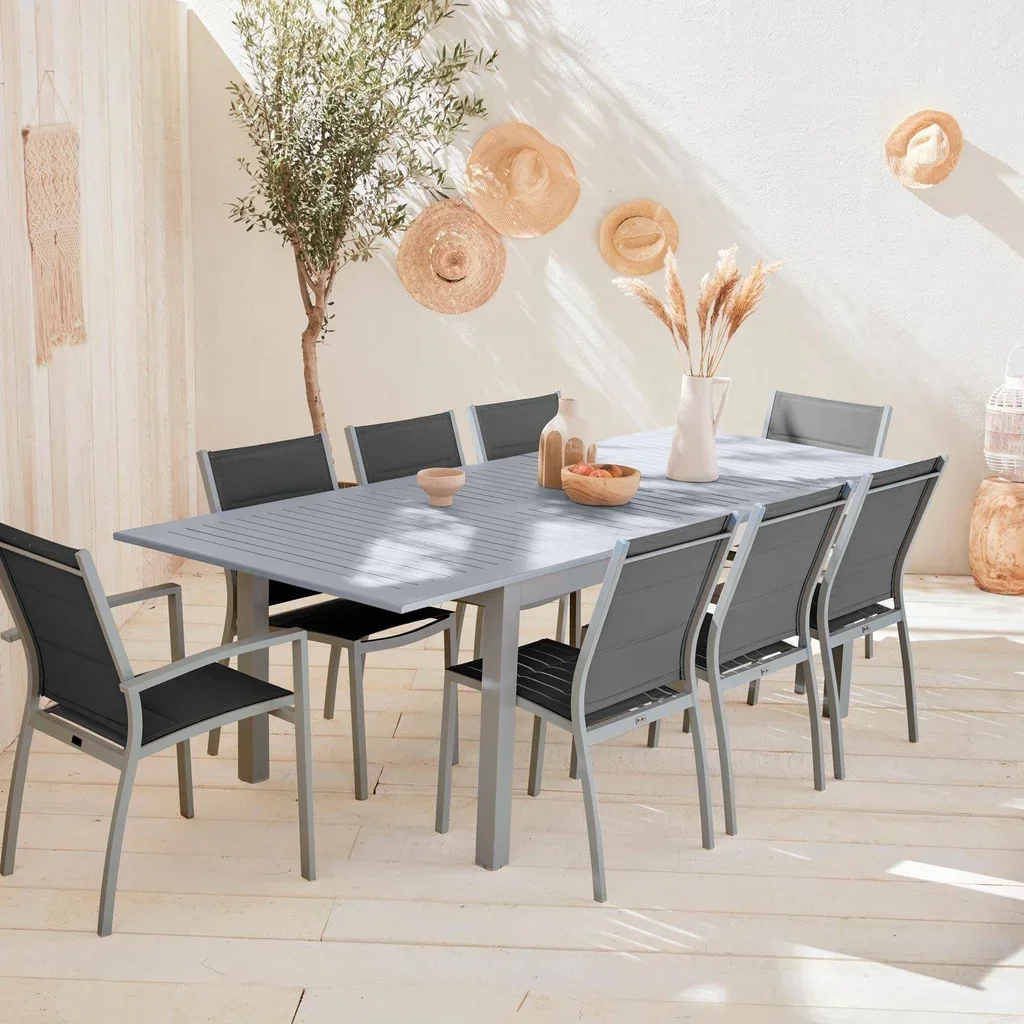 Table de jardin extensible aluminium 8 places Chicago 1,75m à 2,45m