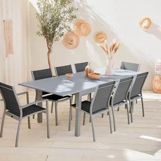 Table de jardin extensible aluminium 8 places Chicago 1,75m à 2,45m