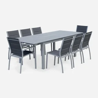 Table de jardin extensible aluminium 8 places Chicago 1,75m à 2,45m