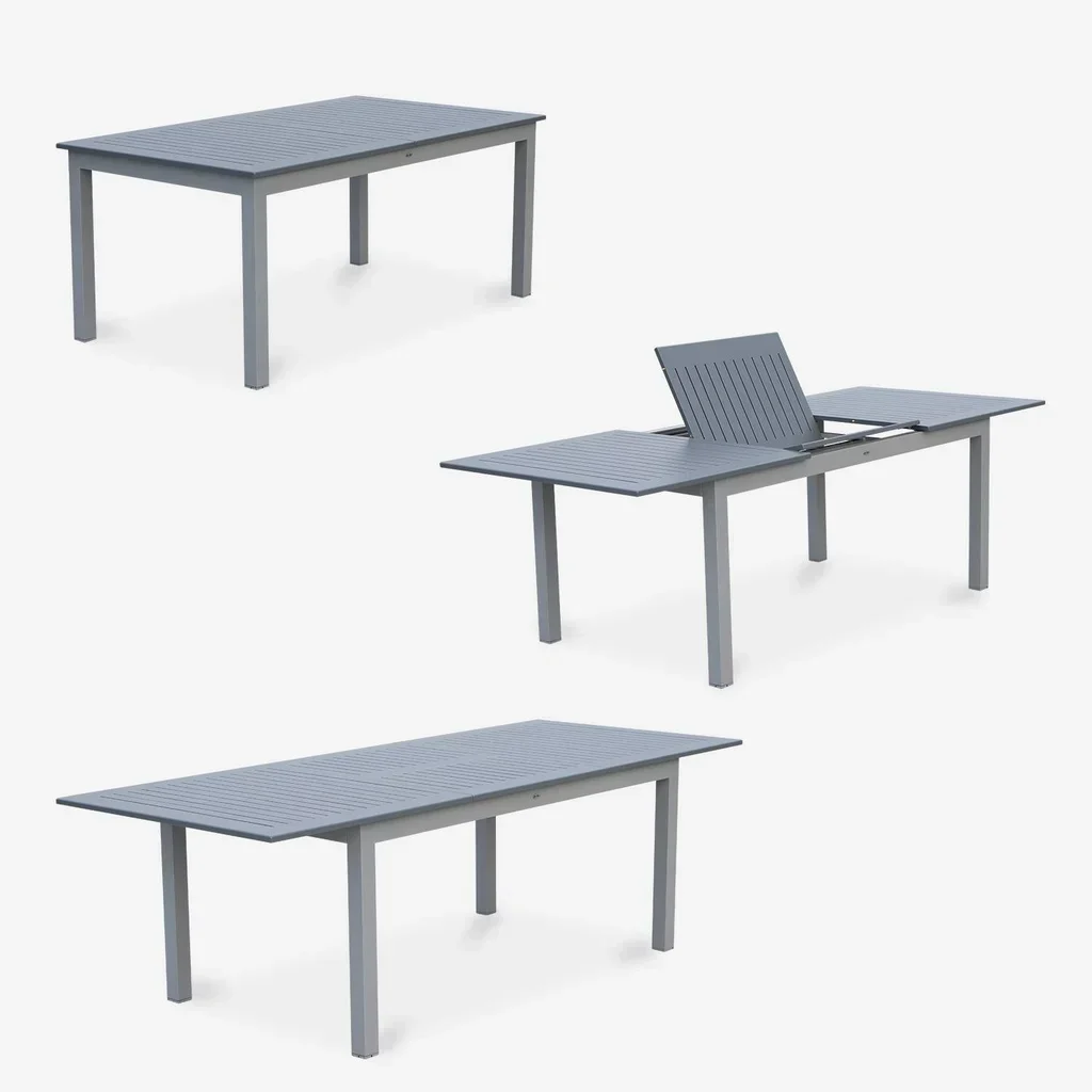 Table de jardin extensible aluminium 8 places Chicago 1,75m à 2,45m
