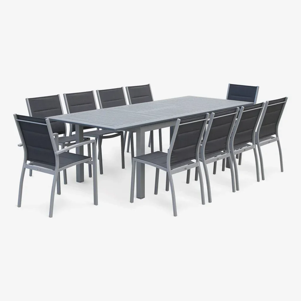 Table de jardin extensible aluminium 8 places Chicago 1,75m à 2,45m
