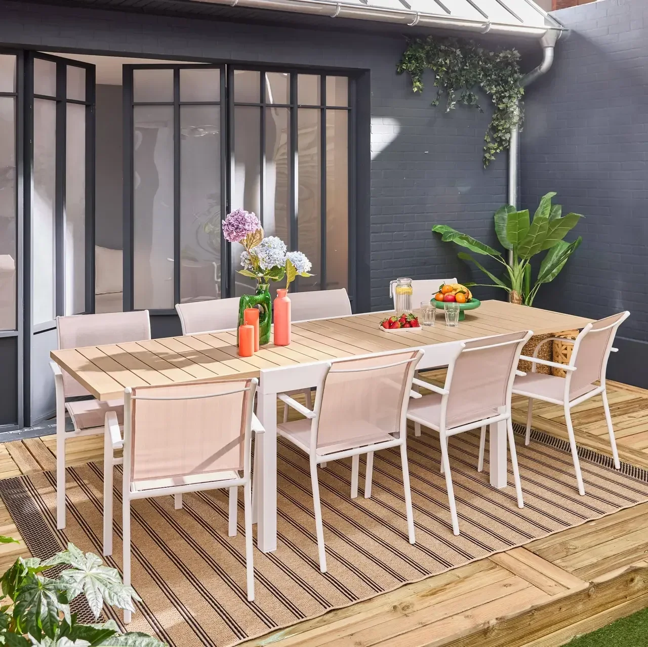 Table de jardin extensible aluminium 8 places Elora Amara anthracite