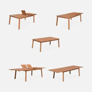 Mesa de jardín extensible madera eucalipto 10 plazas Almeria