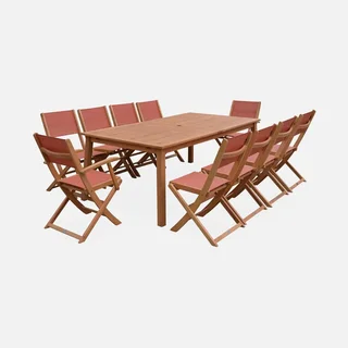 Mesa de jardín extensible madera eucalipto 10 plazas Almeria