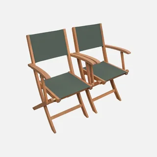 Mesa de jardín extensible de eucalipto con 10 sillas y sillones plegables Almeria