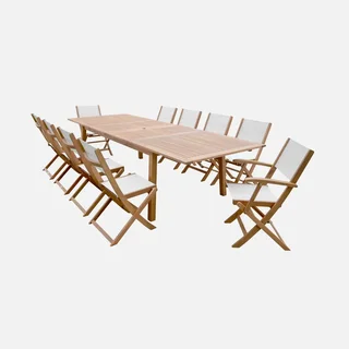 Mesa de jardín extensible madera eucalipto 10 plazas Almeria