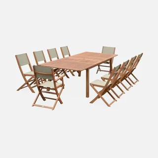 Mesa de jardín extensible madera eucalipto 10 plazas Almeria