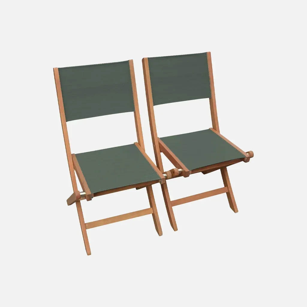 Mesa de jardín extensible de eucalipto con 10 sillas y sillones plegables Almeria
