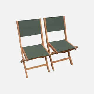 Mesa de jardín extensible de eucalipto con 10 sillas y sillones plegables Almeria