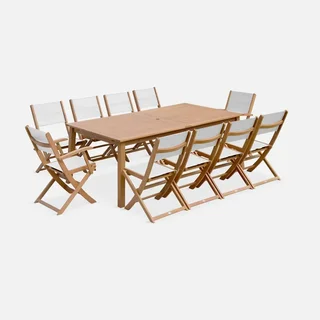 Mesa de jardín extensible madera eucalipto 10 plazas Almeria