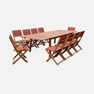 Mesa de jardín extensible madera eucalipto 10 plazas Almeria