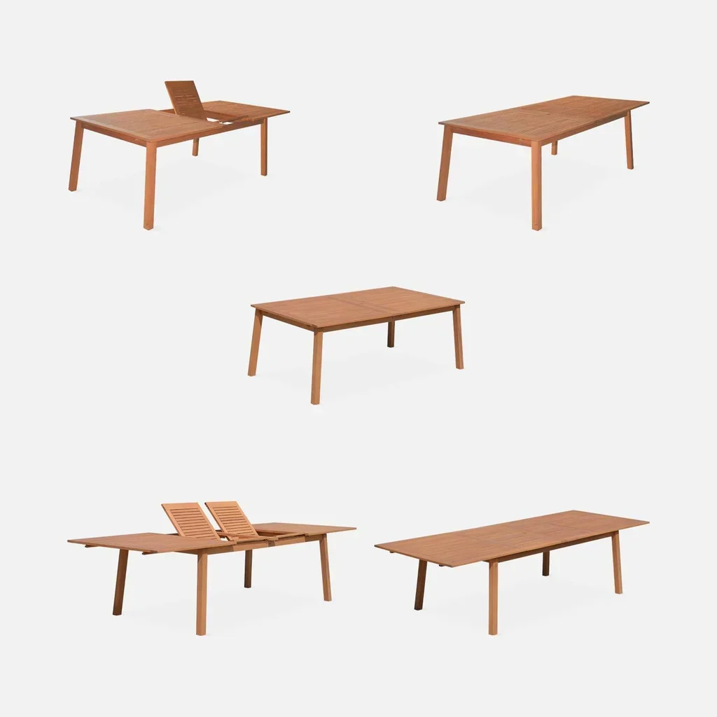 Mesa de jardín extensible madera eucalipto 10 plazas Almeria
