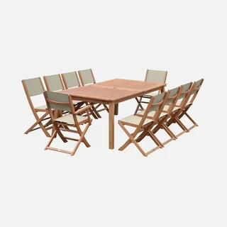 Mesa de jardín extensible madera eucalipto 10 plazas Almeria