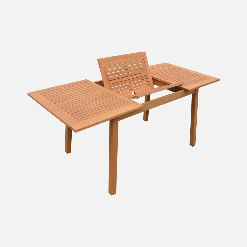 Table de jardin extensible Almeria bois eucalyptus 6-8 places