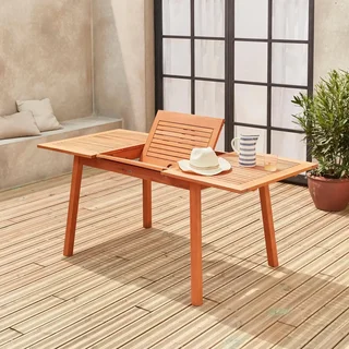 Table de jardin extensible Almeria bois eucalyptus 6-8 places