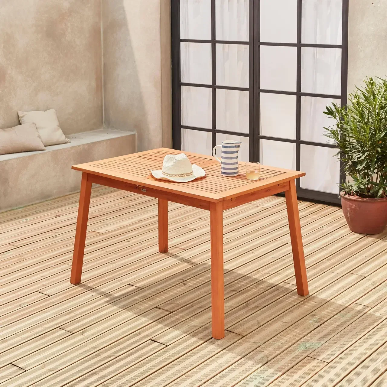 Table de jardin extensible Almeria bois eucalyptus 6-8 places