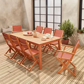 Mesa de jardín extensible Almeria eucalipto 8 plazas con extensión