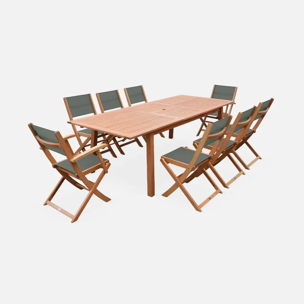 Mesa de jardín extensible Almeria eucalipto 8 plazas con extensión
