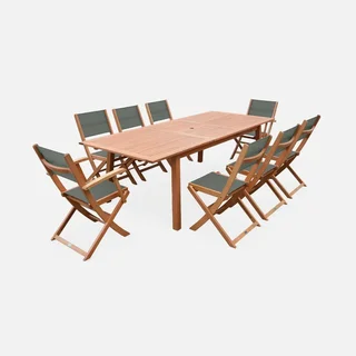 Mesa de jardín extensible Almeria eucalipto 8 plazas con extensión