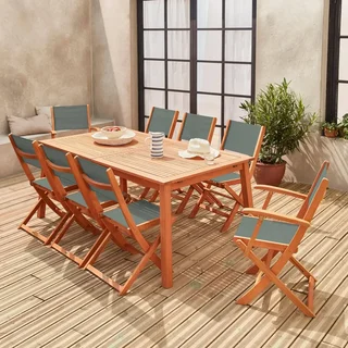 Mesa de jardín extensible Almeria eucalipto 8 plazas con extensión