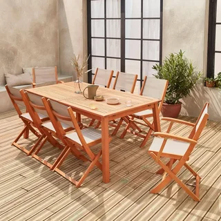 Mesa de jardín extensible eucalipto 8 plazas Almeria