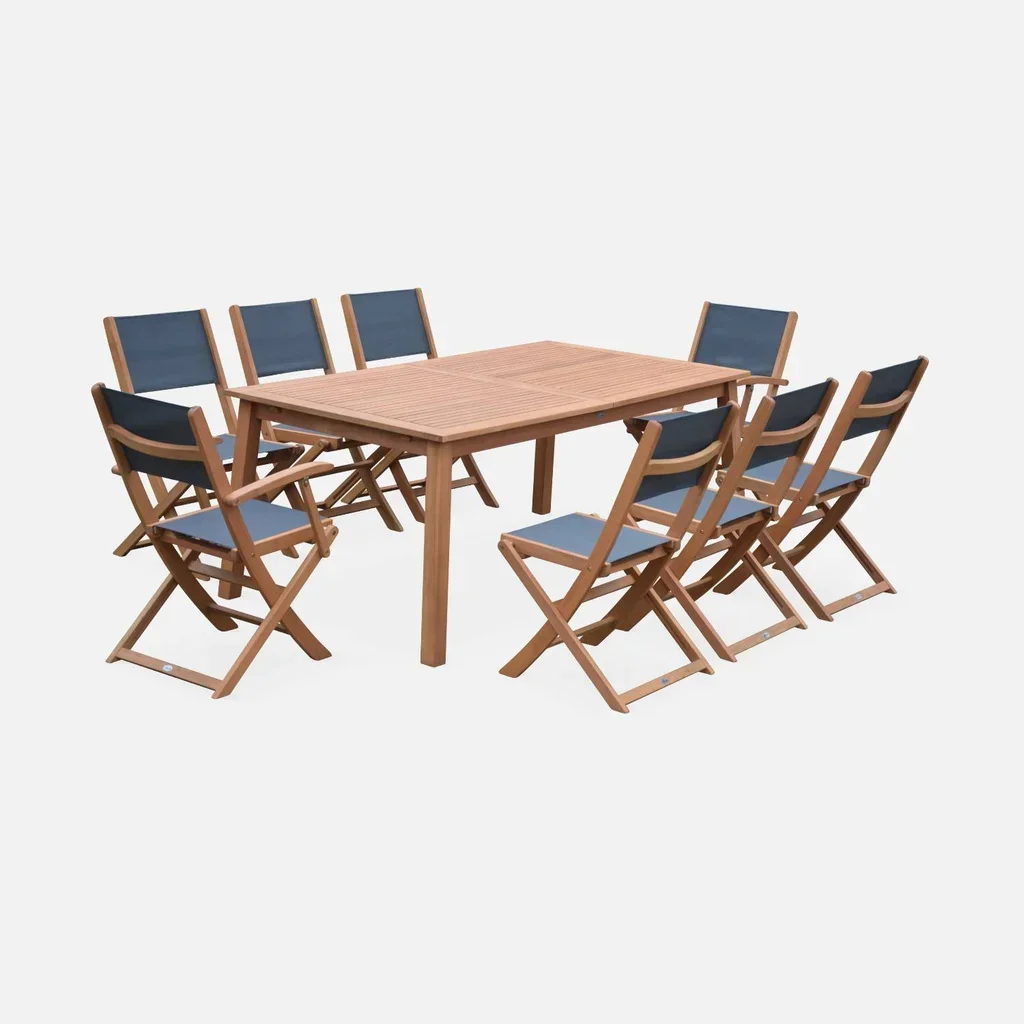 Mesa de jardín extensible Almeria eucalipto 8 plazas con extensión