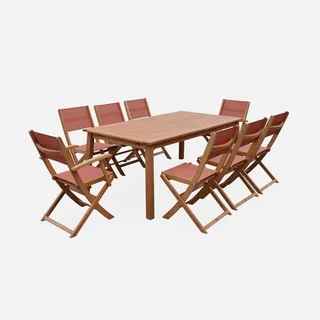 Mesa de jardín extensible Almeria eucalipto 8 plazas con extensión