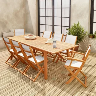 Mesa de jardín extensible Almeria eucalipto 8 plazas con extensión